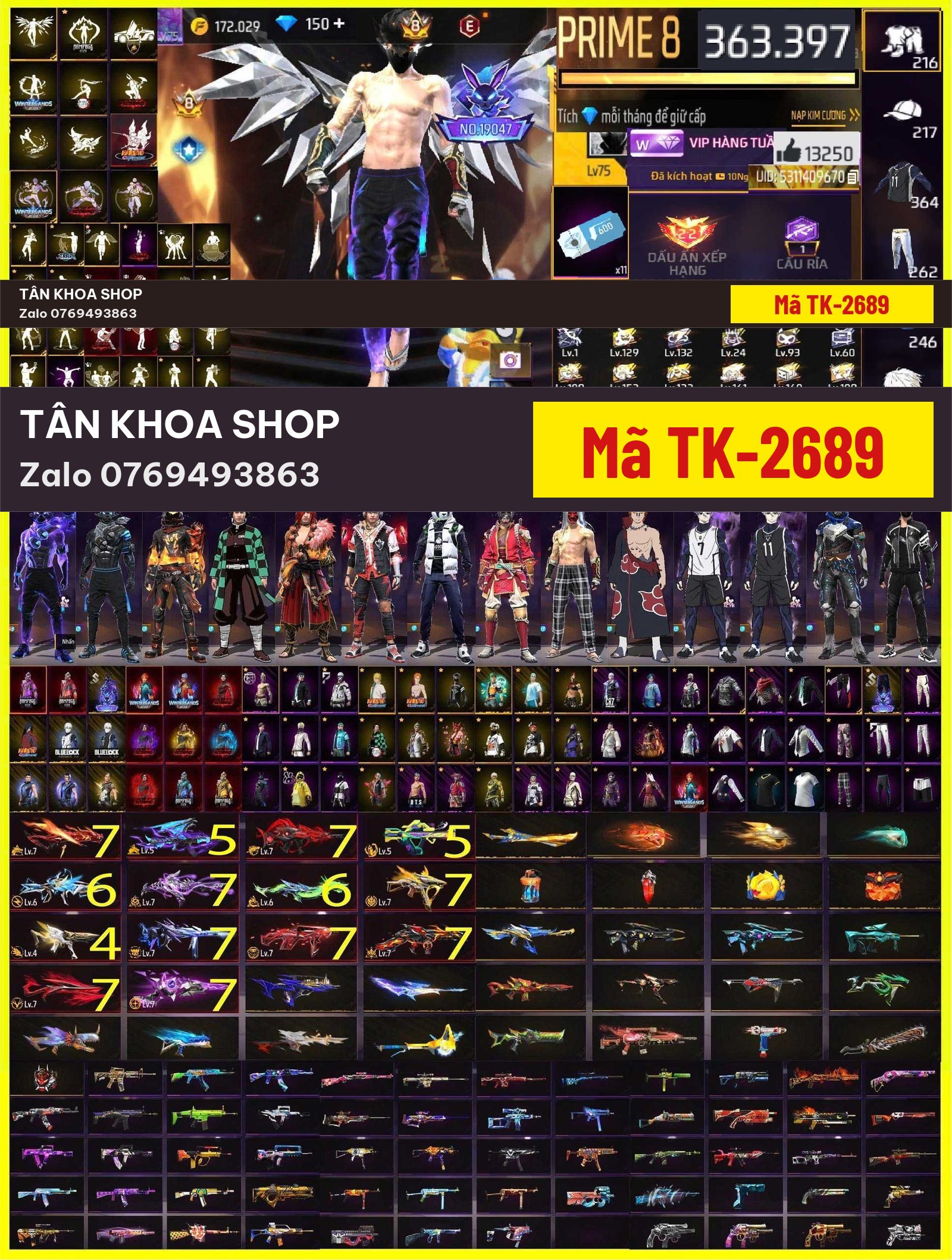 BLULOOK, VỆ BINH, HẮC TINH .... LV 75, HƠN 13K LIKE 9 CÂY 7